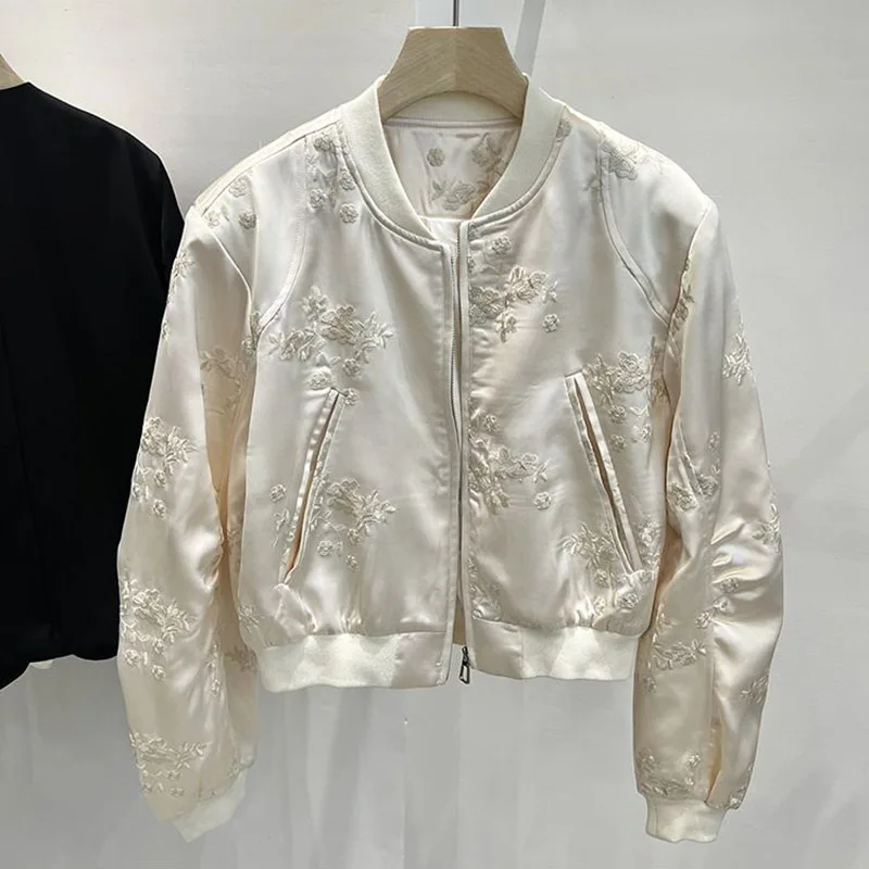 Floral Embroidery Baseball Jacket Female Autumn Outwear Loose Coat For Women Fashion Zipper Women's Bomber Jacket
Floral Embroidery Baseball Jacket Female Autumn Outwear Loose Coat For Women Fashion Zipper Women's Bomber Jacket
