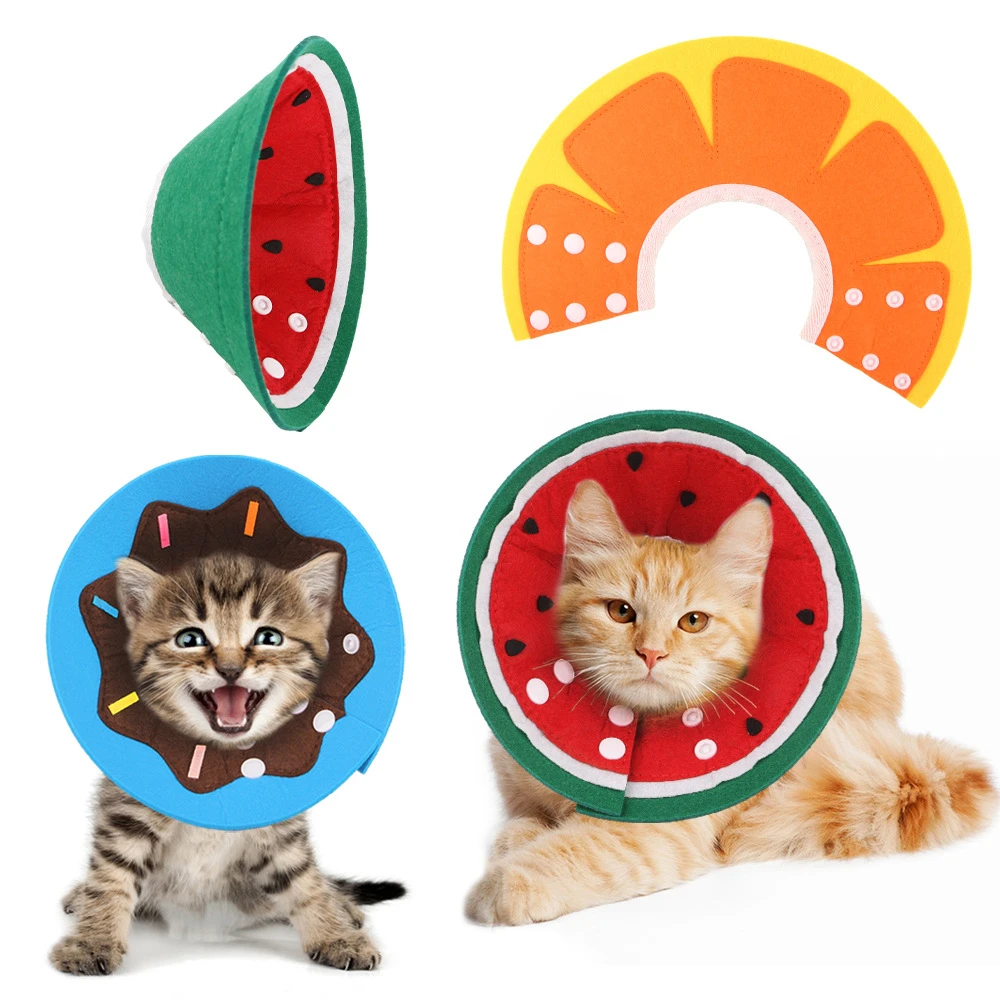 

Adjustable Felt Cat Collar Anti Bite Lick Elizabethan Circle Puppy Kitten Wound Healing Neck Cone Recovery Protective Collars