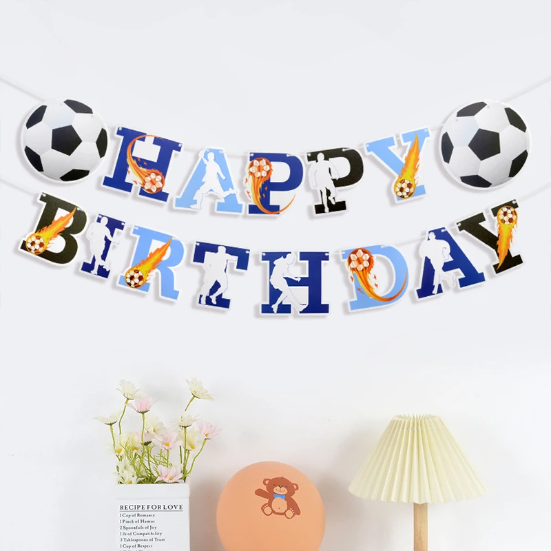 

1Set Football Basketball Happy Birthday Banner Car Space Astronaut Theme Party Hanging Flag Kids Boy Birthday Party Decoration