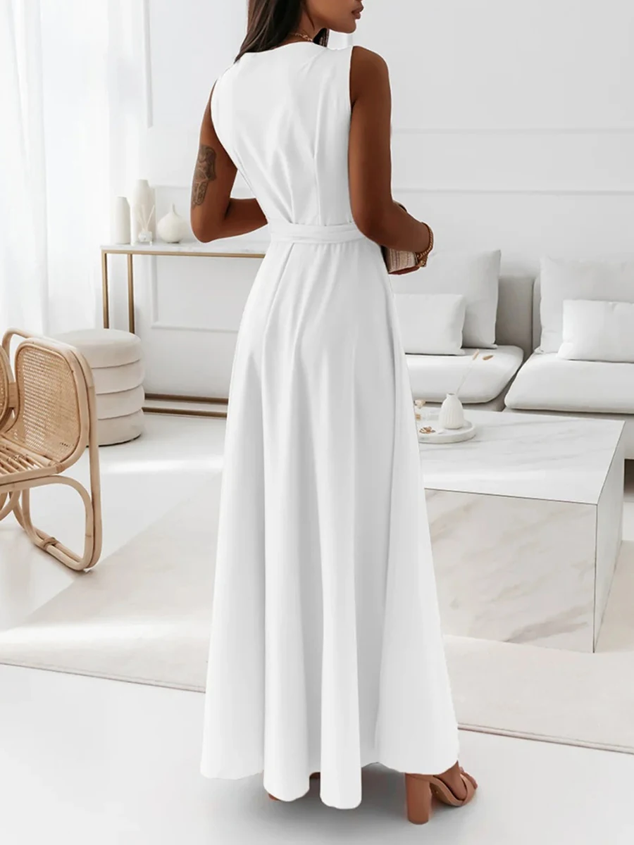 Women s Party Dress Sleeveless Wrap V Neck Solid Color Slim Fit Belted Long Dress Ball Gown (White S)
Women s Party Dress Sleeveless Wrap V Neck Solid Color Slim Fit Belted Long Dress Ball Gown (White S)
