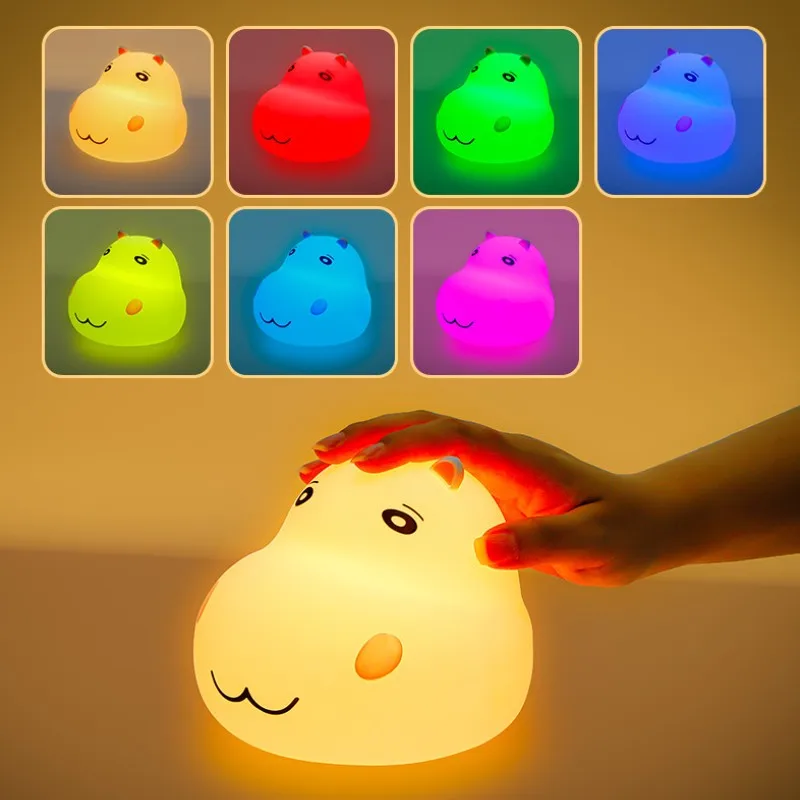 Colorful Hippo LED Night Light Soft Silicone Dimmable Night Light USB Rechargeable For Kids Baby Gift Bedside Bedroom Night Lamp
Colorful Hippo LED Night Light Soft Silicone Dimmable Night Light USB Rechargeable For Kids Baby Gift Bedside Bedroom Night Lamp