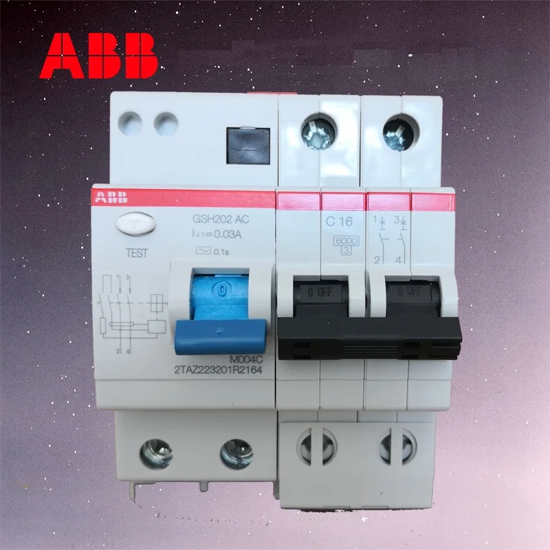 

ABB Residual current protection circuit breaker GSH200 1P+N 2P 3P 4P 6A 10A 16A 20A 25A 32A 40A 50A 63A type C AC electronic