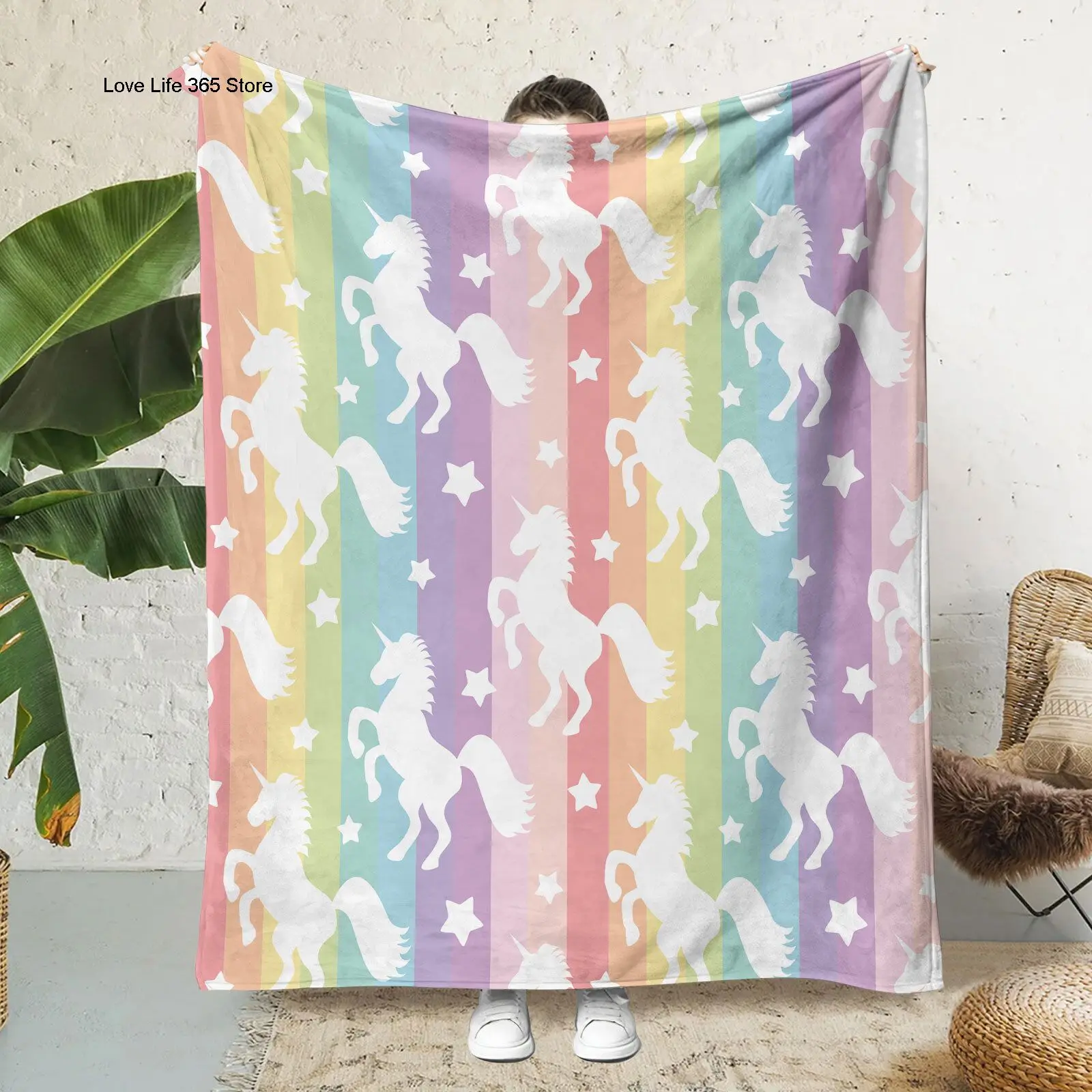 

Фланелевое Одеяло с 3D рисунком радуги и единорога, Мультяшные одеяла, подарок для детей и взрослых, домашний декор, гостиная, спальня, диван