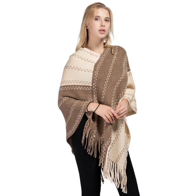 Женская Вязаная Шаль с кисточками, Осень-зима
Женская Вязаная Шаль с кисточками, Осень-зима