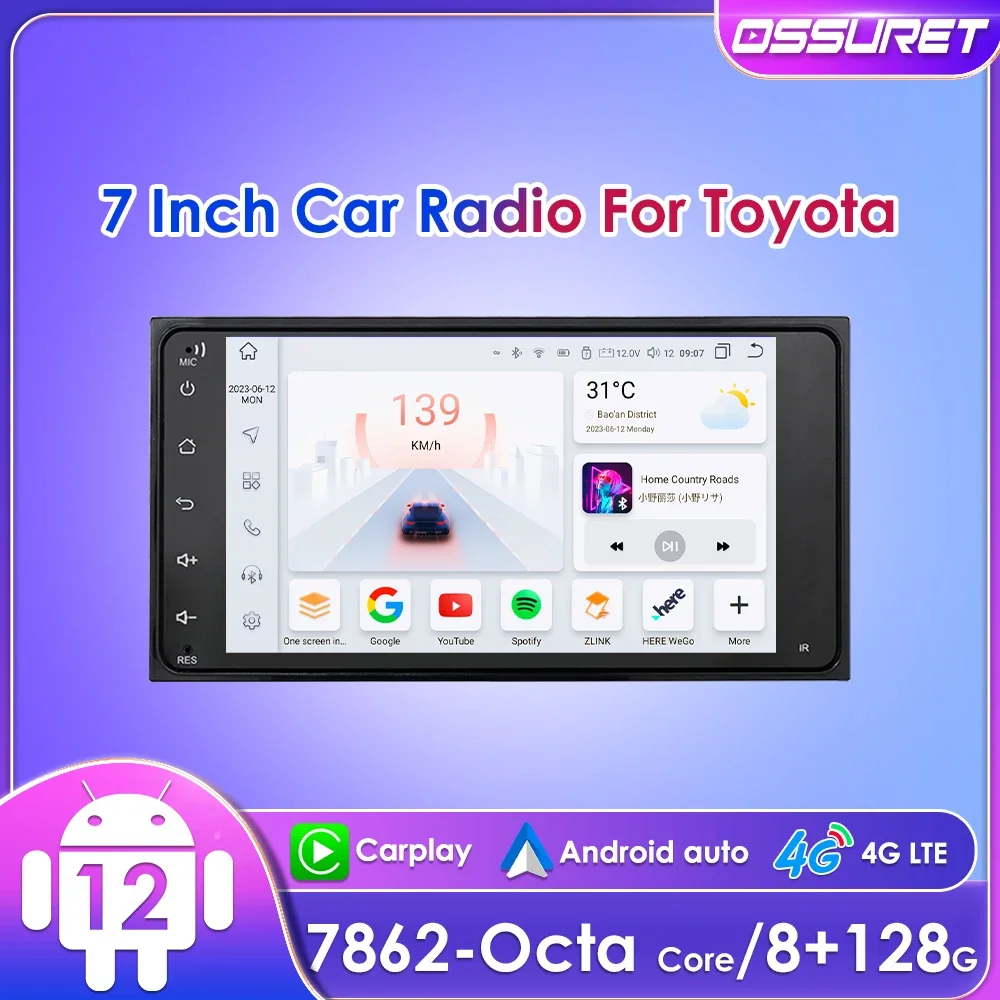 

7" Android 12 Car Stereo Multimedia GPS Navigation CarPlay for Toyota RAV4 Hilux Camry Corolla Terios SWC BT RDS DSP 2Din Radio