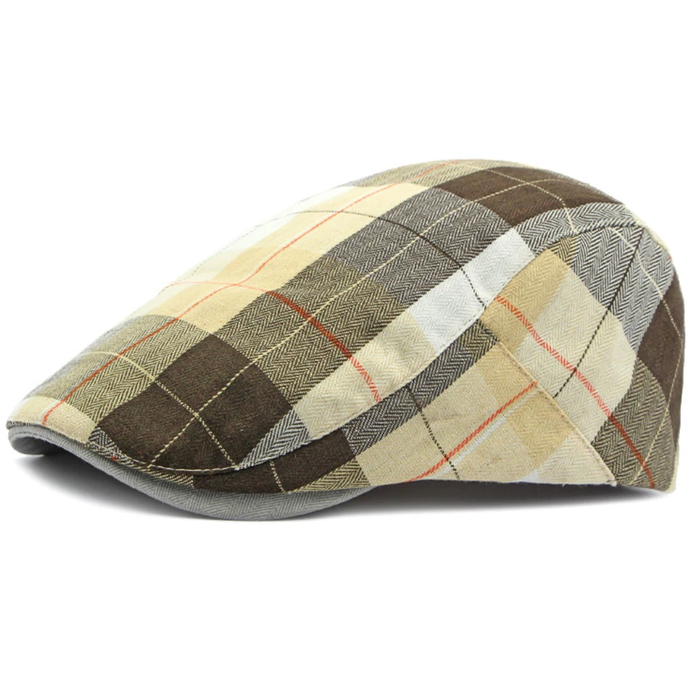 

HT4182 Beret Cap Men Women Plaid Ivy Newsboy Flat Cap Male Female Retro Artist Painter Beret Hat Spring Summer Adjustable Berets