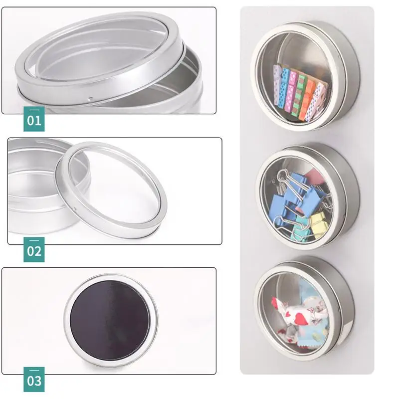 

Magnetic Spice Jar Set With Stickers Magnet Spice Jars Spice Tins With Clear Lid ravel Spice Containers Condiment Container
