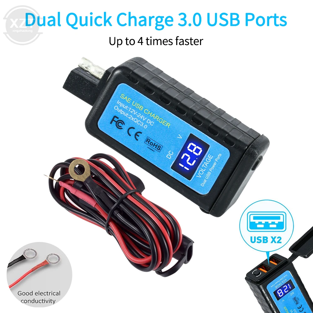 1Pc Motorcycle On-Board Digital Display Dual USB Transfer SAE Qualcomm Fast Charge QC3.0 Mobile Phone Charger 12-24V Accessories
1Pc Motorcycle On-Board Digital Display Dual USB Transfer SAE Qualcomm Fast Charge QC3.0 Mobile Phone Charger 12-24V Accessories