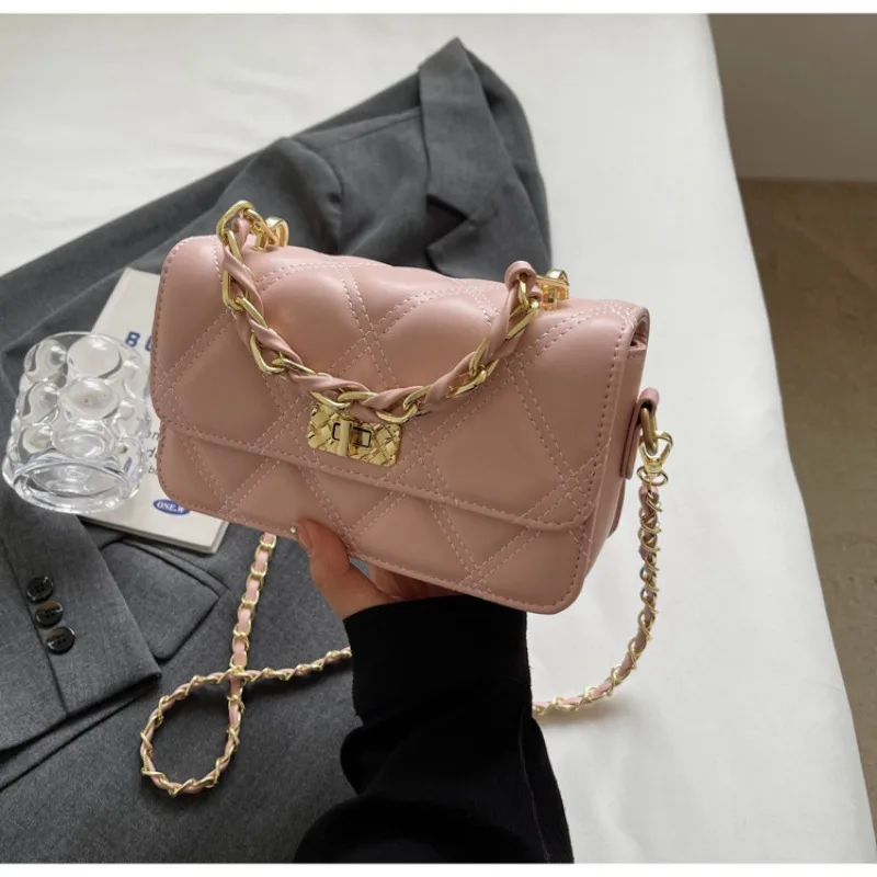 

Роскошная сумка-Кроссбоди из искусственной кожи в клетку с бриллиантами на цепочке для женщин, женские кошельки и сумочки с резьбой на плечо