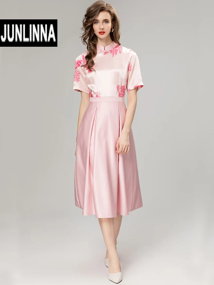 JUNLINNA Spring Summer Women Cheongsam Party Evening Vestidos Stand Collar Embroidery Elegant Siming
JUNLINNA Spring Summer Women Cheongsam Party Evening Vestidos Stand Collar Embroidery Elegant Siming