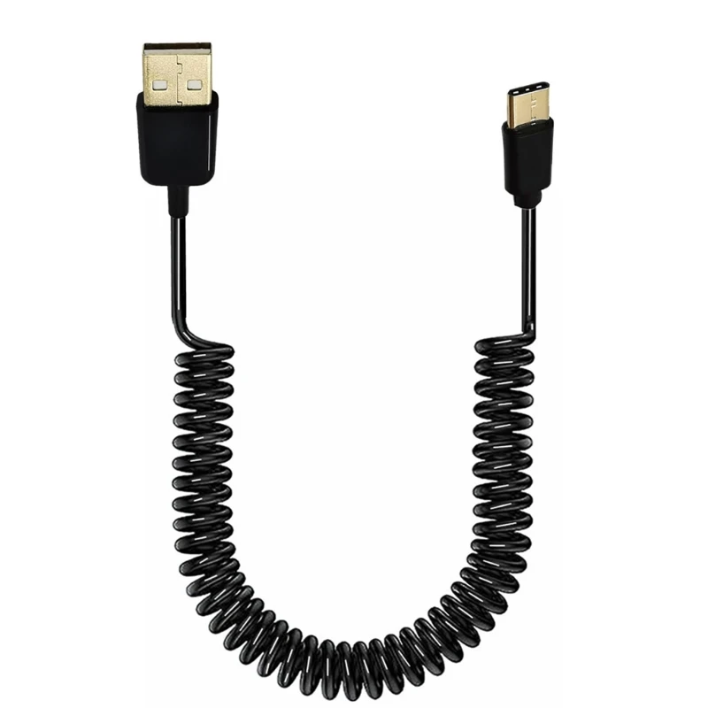 

Spring Cable USB 3.1 Type-C Male to USB 2.0 Male Charging Cable Retractable Type C Data Transmission Cord 480Mbps