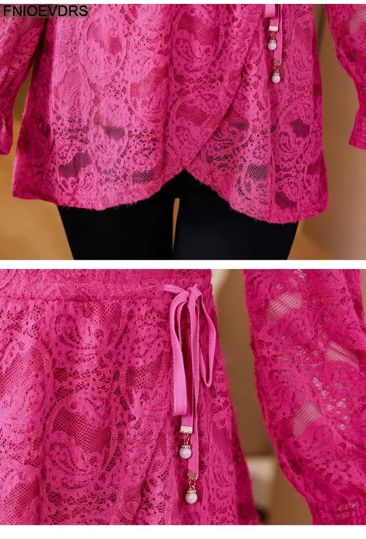 M-4XL Hollow Out Lace Shirts2023 Women European Style Office Lady Drawstring Waist Bow Tie Thick Winter Tunic Peplum Top Blouses M-4XL Hollow Out Lace Shirts2023 Women European Style Office Lady Drawstring Waist Bow Tie Thick Winter Tunic Peplum Top Blouses