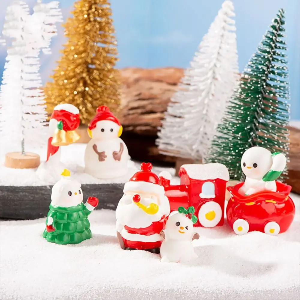 

Multicolor Christmas Figurines Santa Clause Snowman Resin Xmas Knick-knacks Fairy Garden Xmas Cap House Miniature Statue