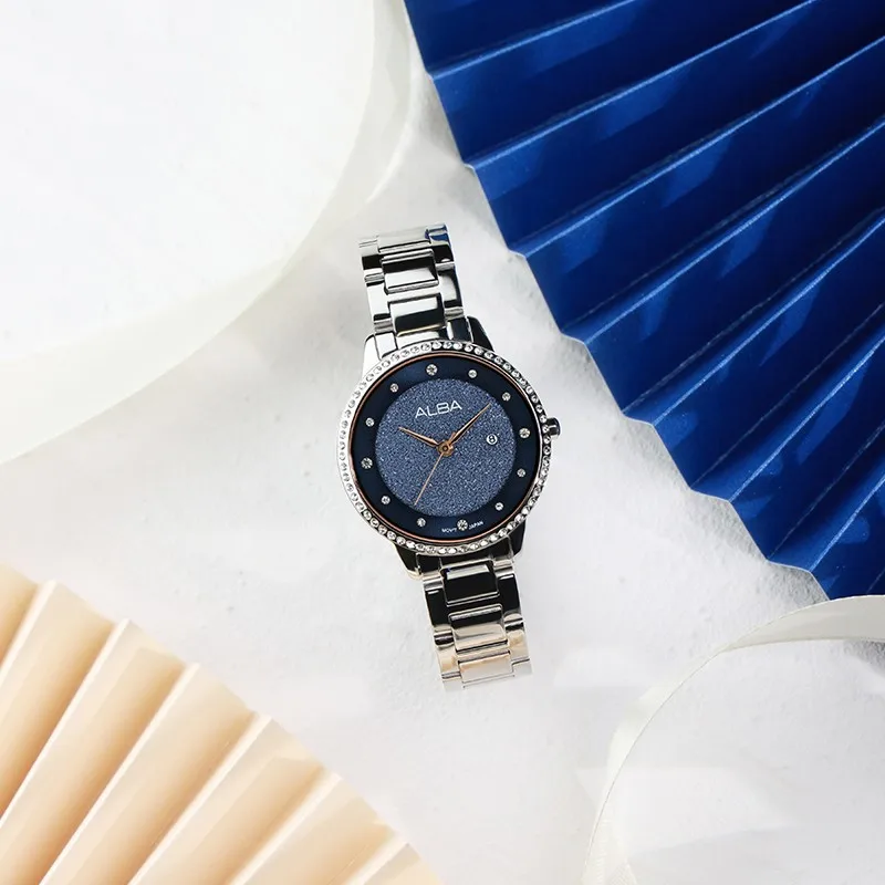 

SEIKO-Alba Women's Quartz Stone Watch 4 Color Star Broken Diamond Dial Fashion Casual Simple Summer 30 Meters Waterproof Watch