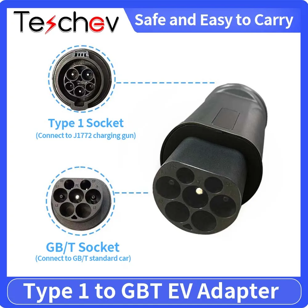 

Teschev EV адаптер зарядного устройства тип 1 к GBT адаптер SAE J1772 к GBT Адаптер зарядного устройства подходит для GBT EV от J1772 зарядное устройство 32A 1 фаза