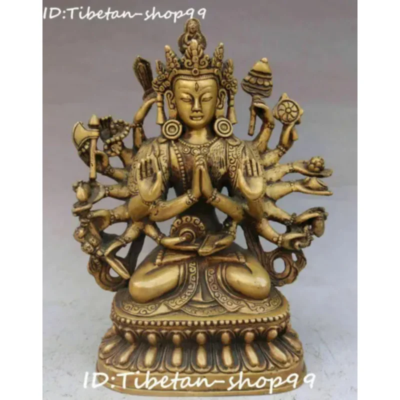 

18CM China Bronze 18 Arms Maha Cundi Mother Kwan-yin Guanyin Guan Yin Buddha Statue