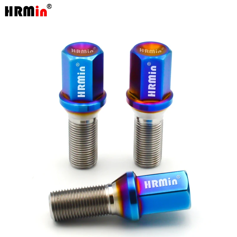 

HRMin High quality M14*1.5*38mm Gr.5 titanium Conical seat wheel titanium bolt hub bolt 20pcs For refitted VW AUDI