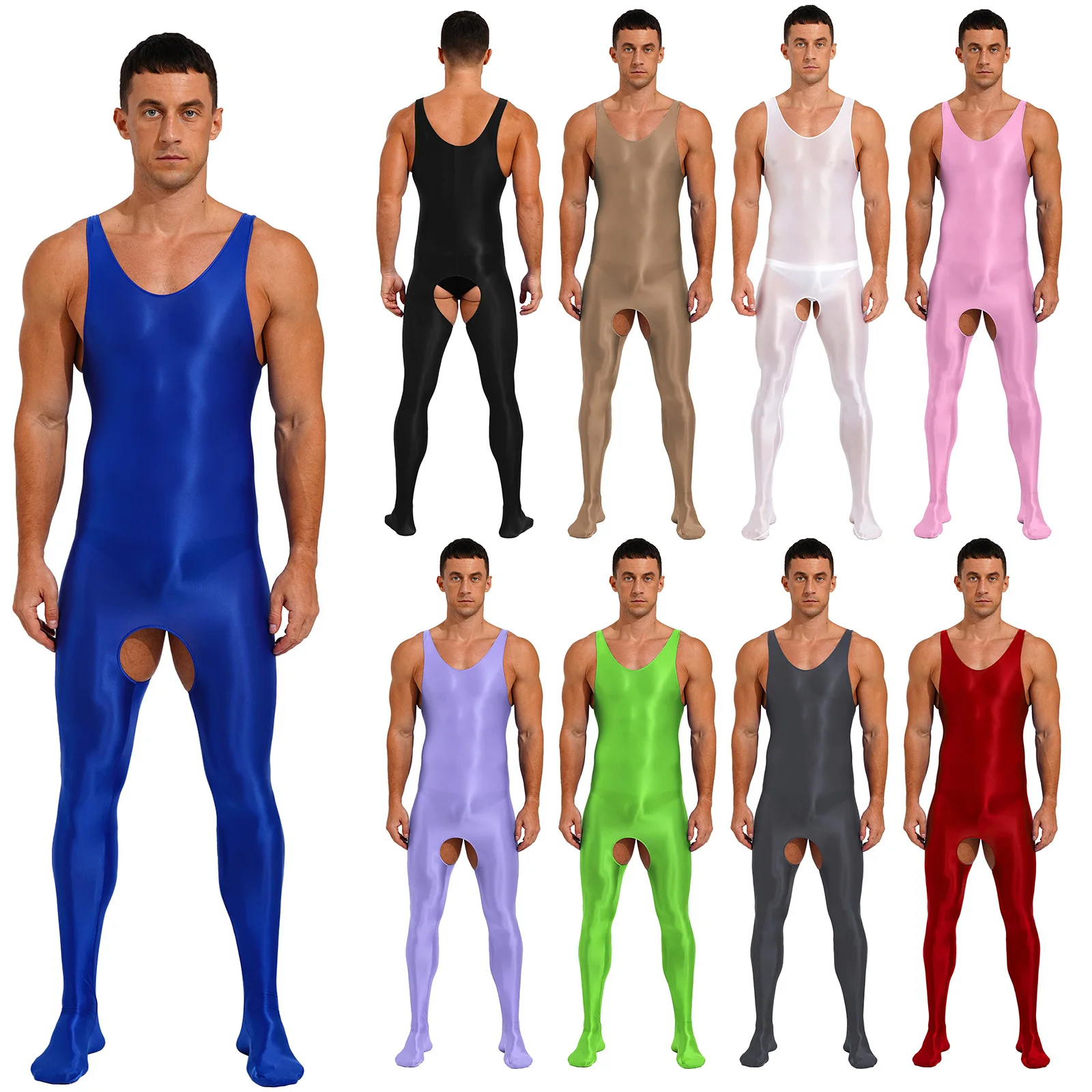 Mens Lingerie Glossy Bodysuit Smooth Stretchy Sleeveless U Neck Open Crotch Full Body Bodysuit Footed Jumpsuit OverStock Price
Mens Lingerie Glossy Bodysuit Smooth Stretchy Sleeveless U Neck Open Crotch Full Body Bodysuit Footed Jumpsuit OverStock Price
