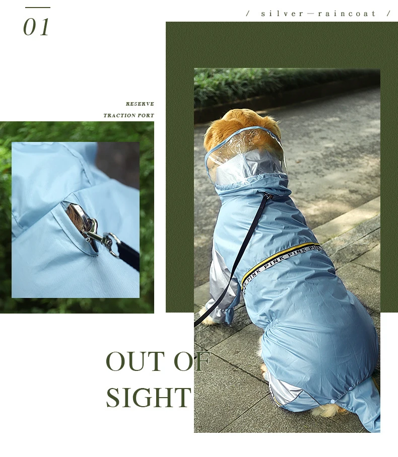 Full Body Raincoat With Hood And Tail For Large Dogs Full Body Raincoat With Hood And Tail For Large Dogs