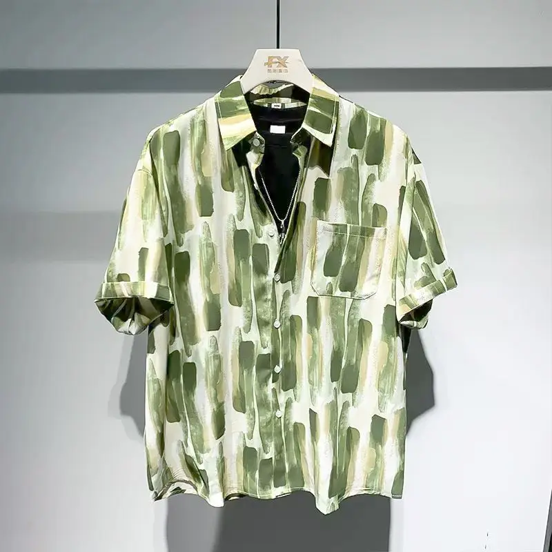Summer New POLO Collar Fashion Short Sleeve Shirt Man High Street Loose Button Cardigan Casual Printing All-match Pockets Tops
Summer New POLO Collar Fashion Short Sleeve Shirt Man High Street Loose Button Cardigan Casual Printing All-match Pockets Tops