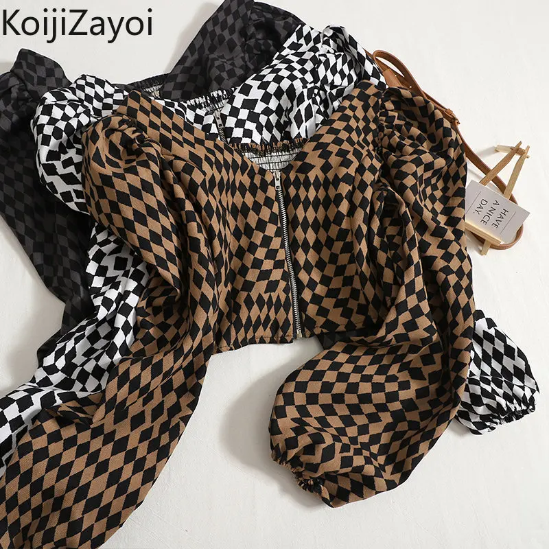 Koijizayoi Sexy Women Plaid Blouse Lady Fashion Vintage Puff Long Sleeves Shirt Chic Korean Blusas 2022 New Tops Dropshipping
Koijizayoi Sexy Women Plaid Blouse Lady Fashion Vintage Puff Long Sleeves Shirt Chic Korean Blusas 2022 New Tops Dropshipping