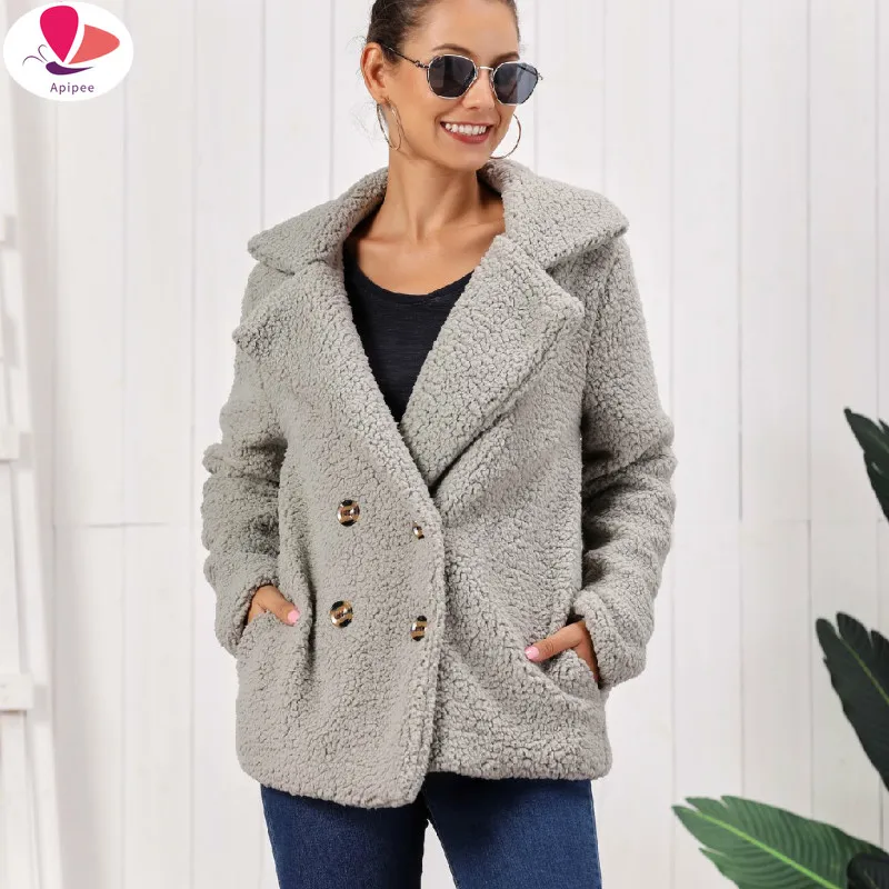 Autumn Winter Double-breasted Women's Jacket Fur Coat Turndown-collar Loose h Coat Women Teddy Jacket Sheepskin Coat
Autumn Winter Double-breasted Women's Jacket Fur Coat Turndown-collar Loose h Coat Women Teddy Jacket Sheepskin Coat