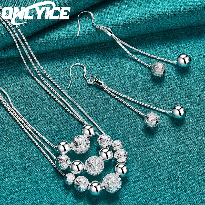 Fine 2pcs 925 Sterling Silver Smooth Matte Beads Necklace Long Earring Jewelry Set For Women Fashion Wedding Engagement Gifts
Fine 2pcs 925 Sterling Silver Smooth Matte Beads Necklace Long Earring Jewelry Set For Women Fashion Wedding Engagement Gifts