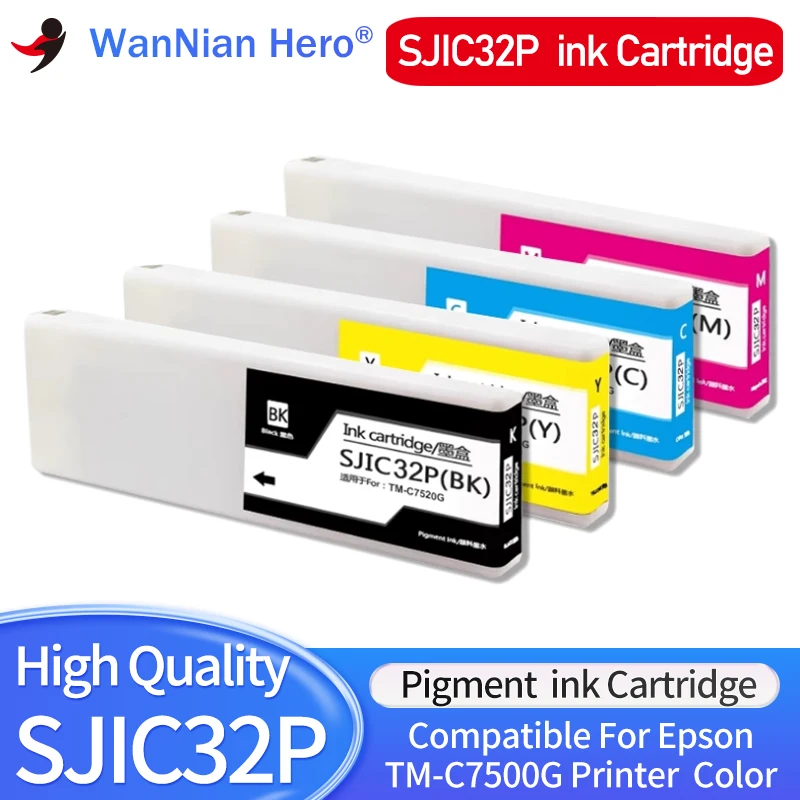 

Совместимый картридж с чернилами 300 мл/шт. SJIC32P с пигментными чернилами для Epson TM-C7520G, цветовой принтер для этикеток BK C M Y SJIC32P(K)