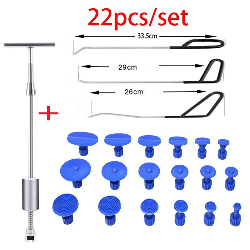 22Pcs/Set Slide Hammer T Bar Puller Tool Auto Car Dent Remover Repair Tools Blue Dent Puller Tabs Hook Rods Kits
22Pcs/Set Slide Hammer T Bar Puller Tool Auto Car Dent Remover Repair Tools Blue Dent Puller Tabs Hook Rods Kits