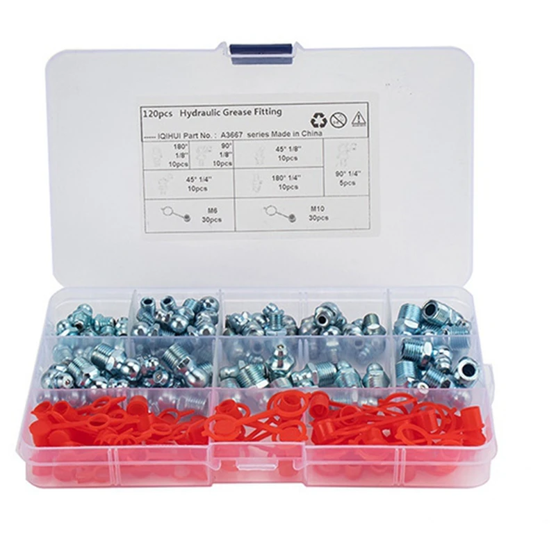 120Pcs/Set Leaf Spring Nut Grease Fittings Grease Couplers Grease Fitting Hydraulic Zerk Grease Durable Easy To Use
120Pcs/Set Leaf Spring Nut Grease Fittings Grease Couplers Grease Fitting Hydraulic Zerk Grease Durable Easy To Use
