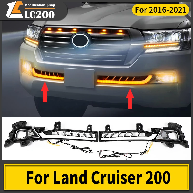 

LED front grill Decorative Lamp For Toyota Land Cruiser 200 LC200 FJ200 2016-2021 DRL Front Bumper Lamp Exterior Accessories