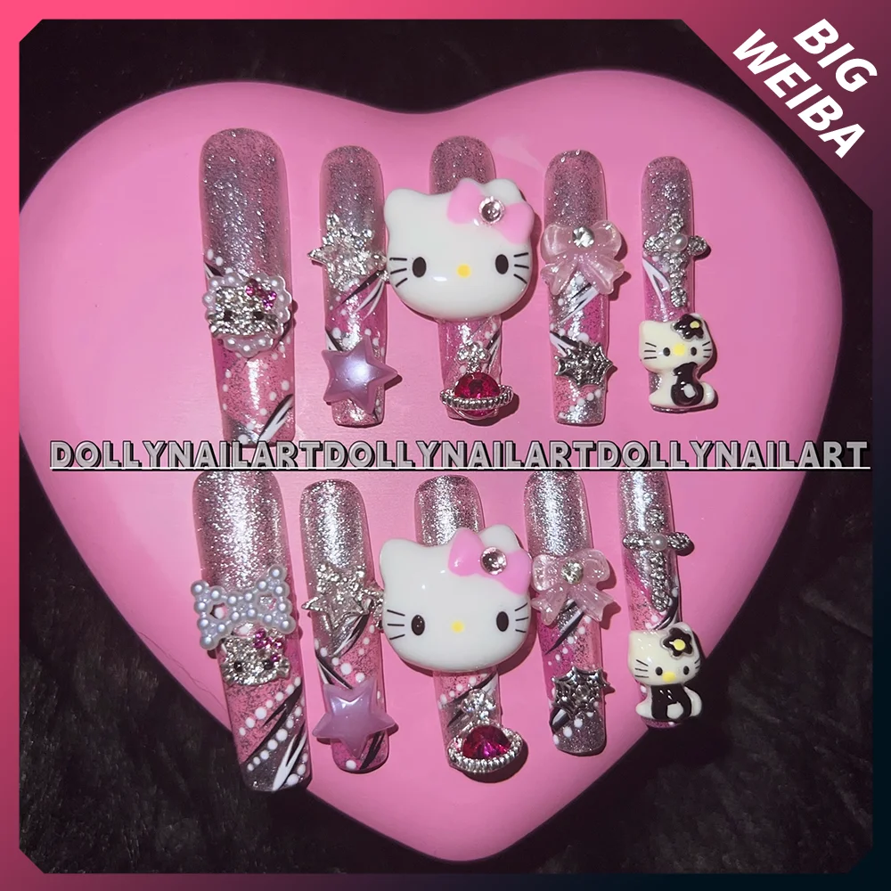 Original Hellokitty Long Coffin 3D Stereo Handmade Press On Nail Blingbling Euro-American Style Reusable Detachable False Nails
Original Hellokitty Long Coffin 3D Stereo Handmade Press On Nail Blingbling Euro-American Style Reusable Detachable False Nails