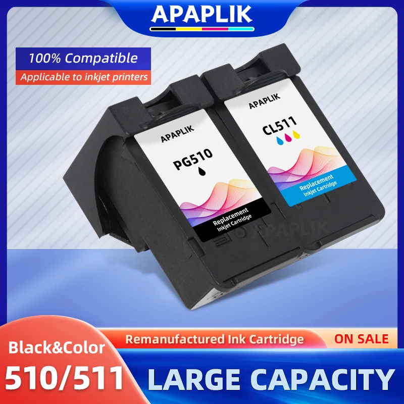 APAPLIK PG510 CL511 Ink Cartridge Replacement for Canon PG 510 pg-510 CL 511 for MP240 MP250 MP260 MP280 MP480 MP490 IP2700
APAPLIK PG510 CL511 Ink Cartridge Replacement for Canon PG 510 pg-510 CL 511 for MP240 MP250 MP260 MP280 MP480 MP490 IP2700