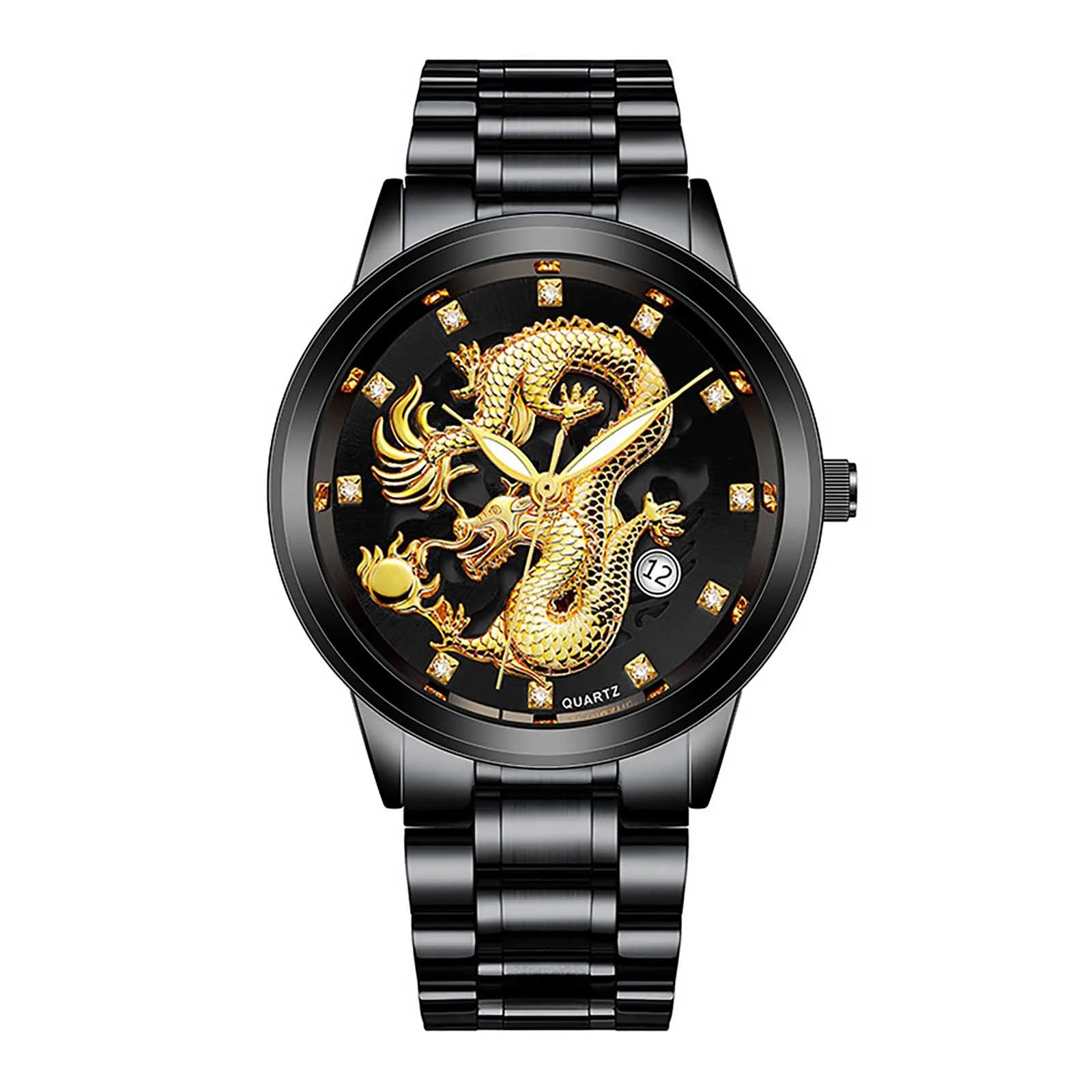 Modern Fashion Quartz Black High Quality Round Clock Stainless Steel Strap Minimalist Golden Dragon Digital Dial Watch Часы
Modern Fashion Quartz Black High Quality Round Clock Stainless Steel Strap Minimalist Golden Dragon Digital Dial Watch Часы