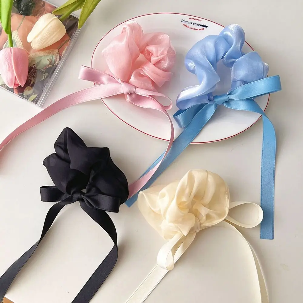 

Ponytail Holder French Style Scrunchies New Headwear Women Balletcore Scrunchies Ribbon Bow Hair Ties Tassel Hair Rubber Bands