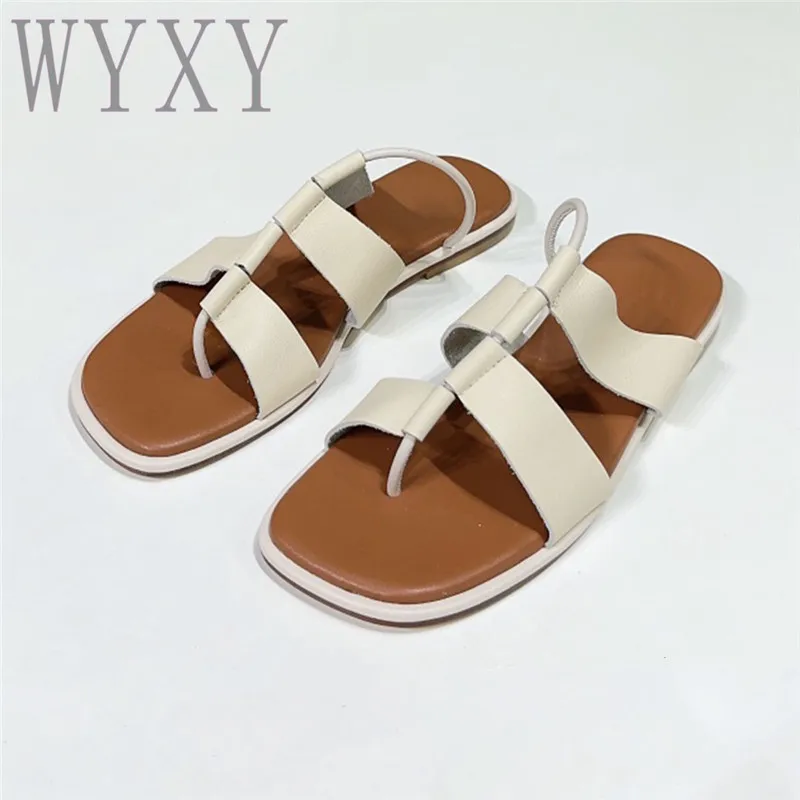 Summer New Open Toe Fashion Symmetric Thin Belt Flat Slippers Woman Casual Beach Genuine Leather Pinch Toe Women's Slippers 2023
Summer New Open Toe Fashion Symmetric Thin Belt Flat Slippers Woman Casual Beach Genuine Leather Pinch Toe Women's Slippers 2023