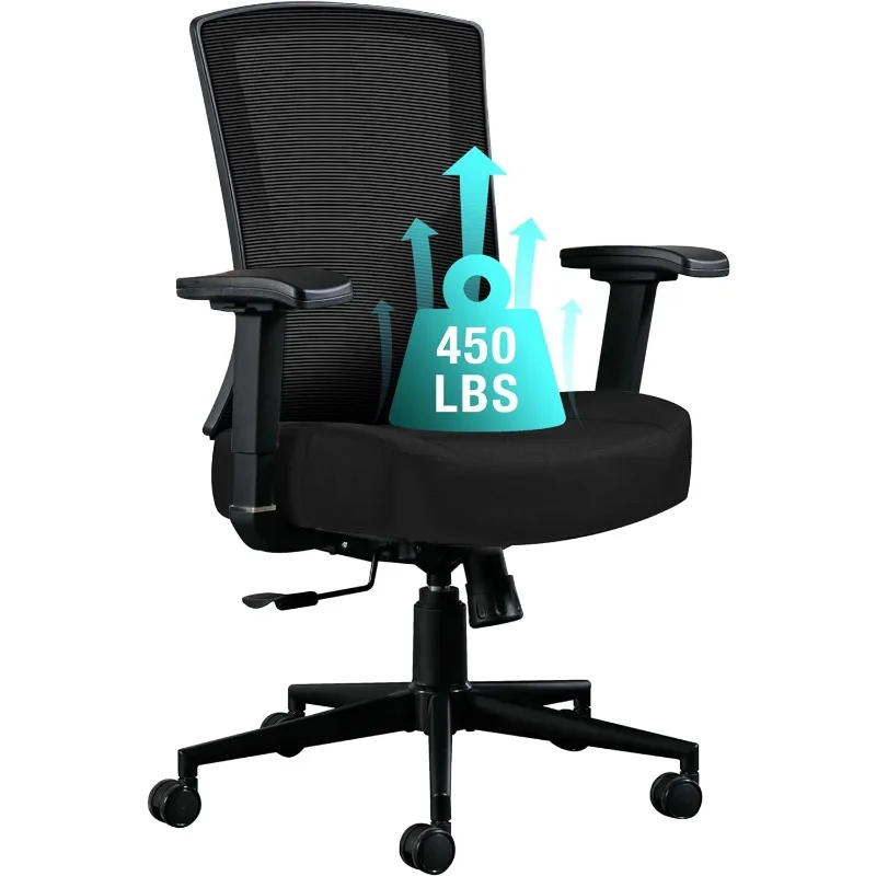 Big and Tall Office Chair 450lbs, Ergonomic High Back Computer Desk Chair for Heavy People with 2D Adjustable Waist Support
Big and Tall Office Chair 450lbs, Ergonomic High Back Computer Desk Chair for Heavy People with 2D Adjustable Waist Support