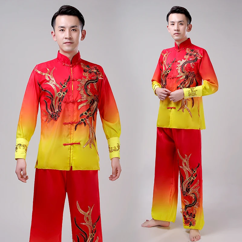 

Drum-Playing Costume Dragon and Lion Dance Men's Costume National Dance Costume Chinese Style Waist Drum Stage Wear