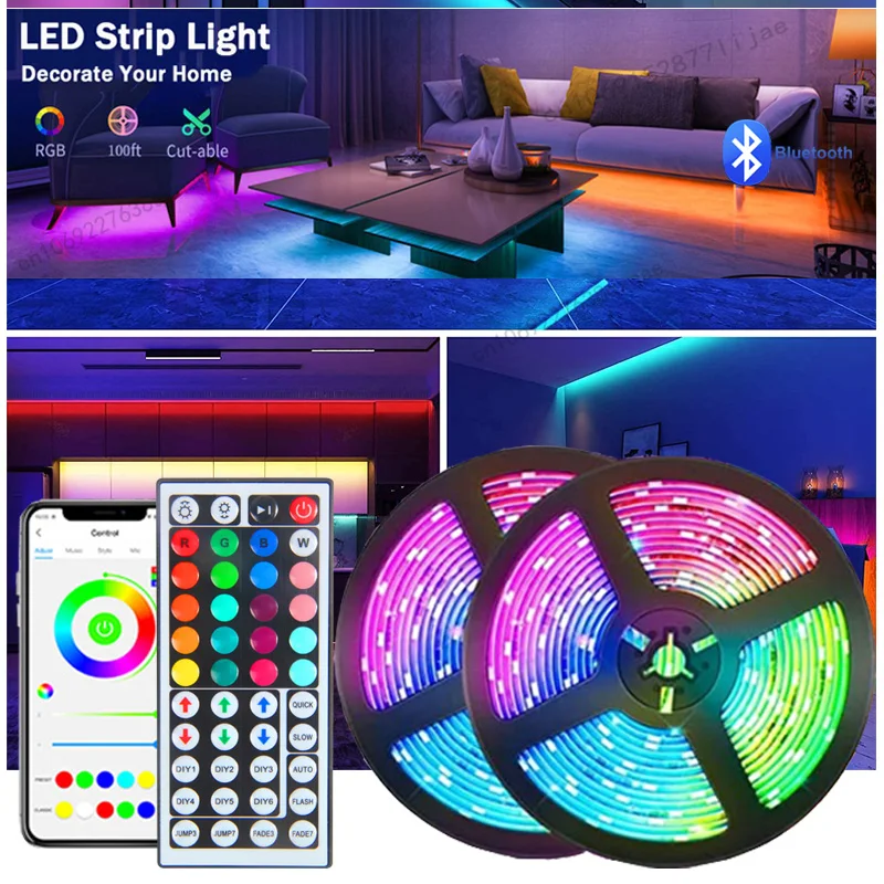 LED Strip Lights for Bedroom LED TV Backlight Bluetooth Remote Neon Lights Color RGB5050 LED Tape Christmas Decoration Luces LED
LED Strip Lights for Bedroom LED TV Backlight Bluetooth Remote Neon Lights Color RGB5050 LED Tape Christmas Decoration Luces LED