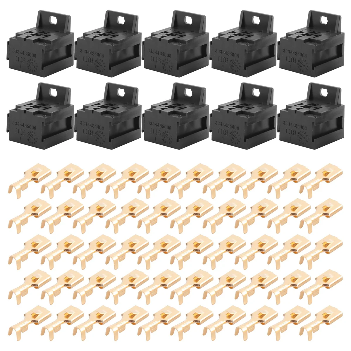 

Car Auto 30A-80A Relay Bracket Terminal Case Holder Relay Base Holder 5 Pin Socket with 50Pcs 6.3mm Terminals for Car