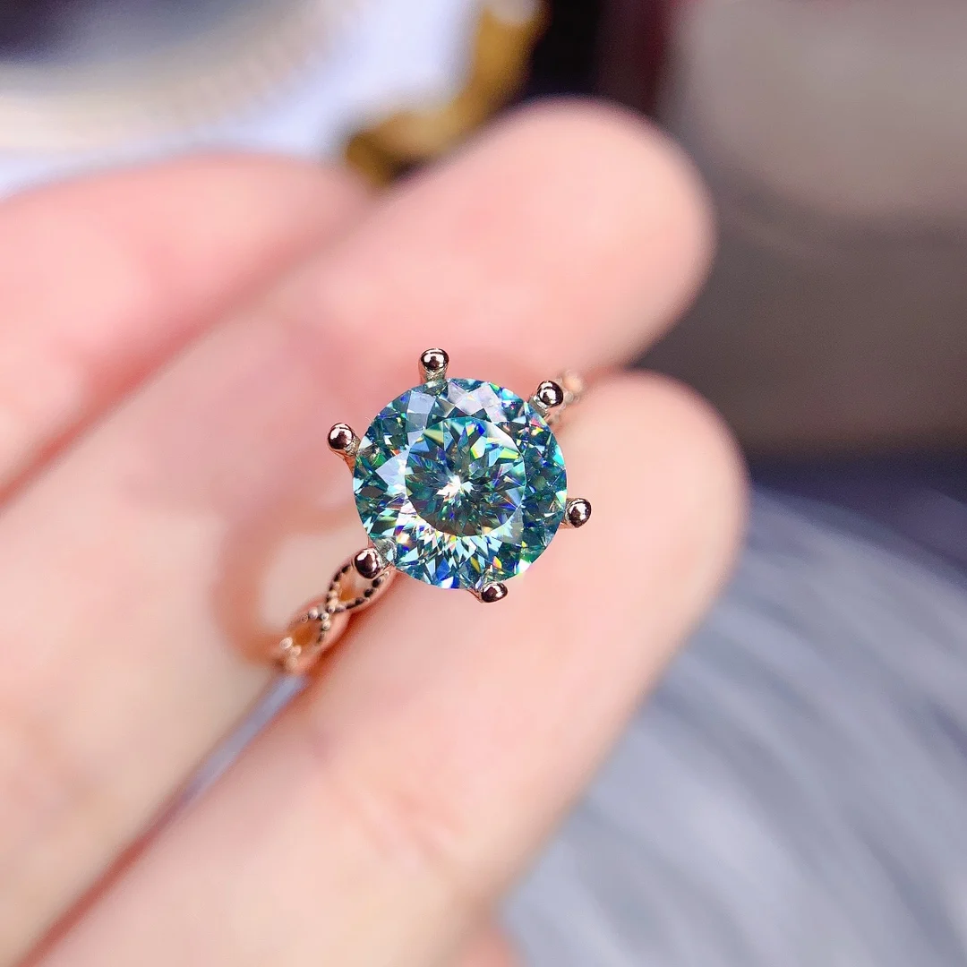 2ct 8mm D Color VVS1 Blue Green Moissanite Ring 925 Sterling Silver Portuguese Cut Moissanite Women Engagement Ring
2ct 8mm D Color VVS1 Blue Green Moissanite Ring 925 Sterling Silver Portuguese Cut Moissanite Women Engagement Ring