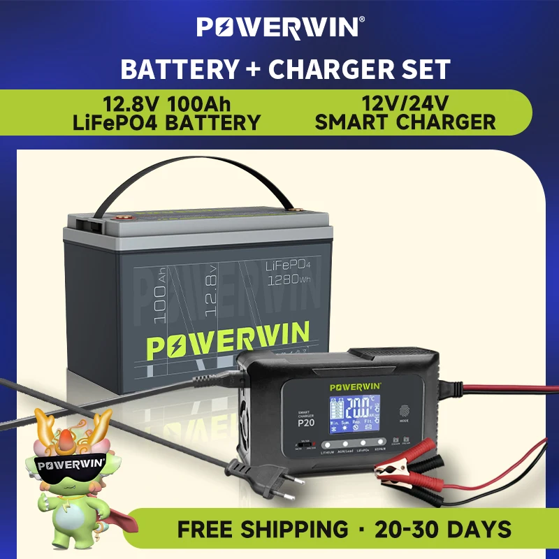 POWERWIN BT100 LifePO4 12V 100Ah/1280Wh Smart Charger P20 20A 12V20A For LiFePO4 AGM Lead-Acid Lithium Pulse Repair
POWERWIN BT100 LifePO4 12V 100Ah/1280Wh Smart Charger P20 20A 12V20A For LiFePO4 AGM Lead-Acid Lithium Pulse Repair