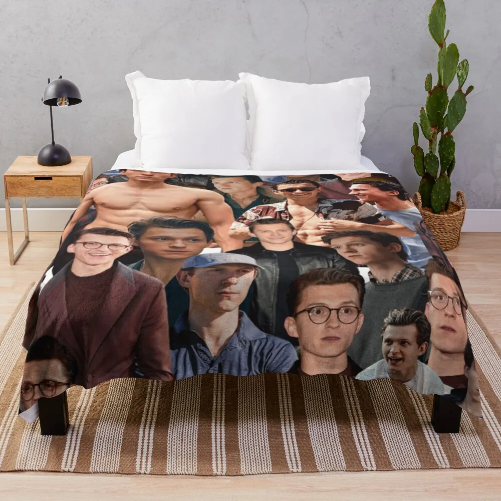 

tom holland photo collage Throw Blanket blankets for sofas blankets for baby luxury st blanket
