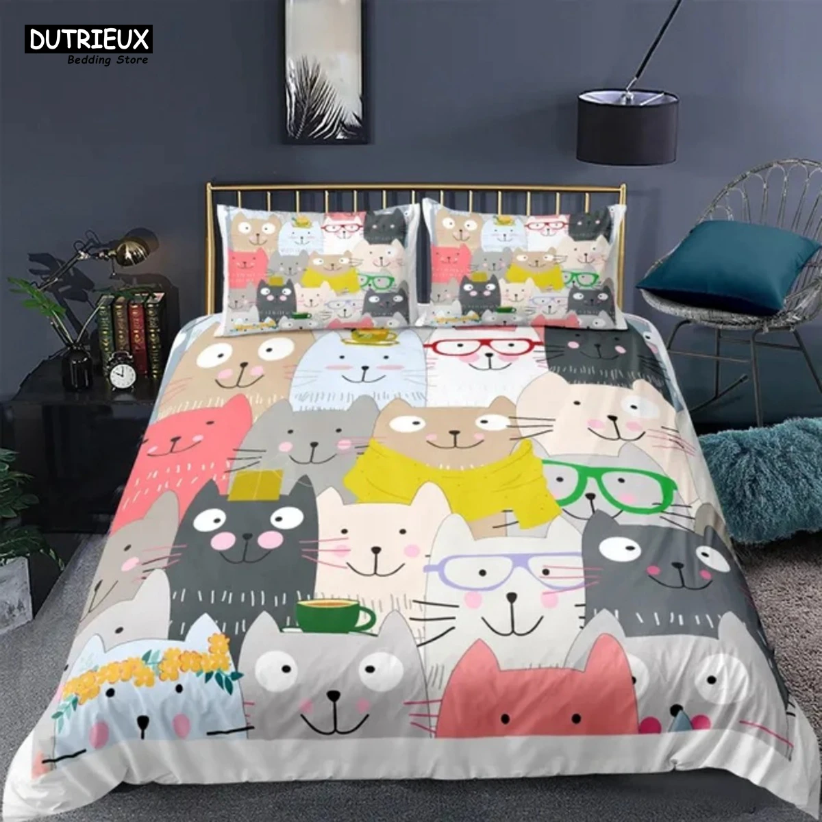 Lovely Cartoon Cat Bedding Set 2/3PCS Soft Polyester Queen King Full Size Duvet Cover Set With Pillowcases Kids Girls Bed Linen
Lovely Cartoon Cat Bedding Set 2/3PCS Soft Polyester Queen King Full Size Duvet Cover Set With Pillowcases Kids Girls Bed Linen