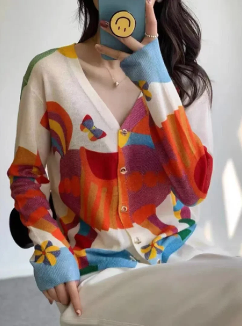 Horse Luxury Brand Design Printing Knit V-neck Cardigan For Women Long Sleeves Knitwear Sweater Tops Winter Outerwear Clothing
Horse Luxury Brand Design Printing Knit V-neck Cardigan For Women Long Sleeves Knitwear Sweater Tops Winter Outerwear Clothing