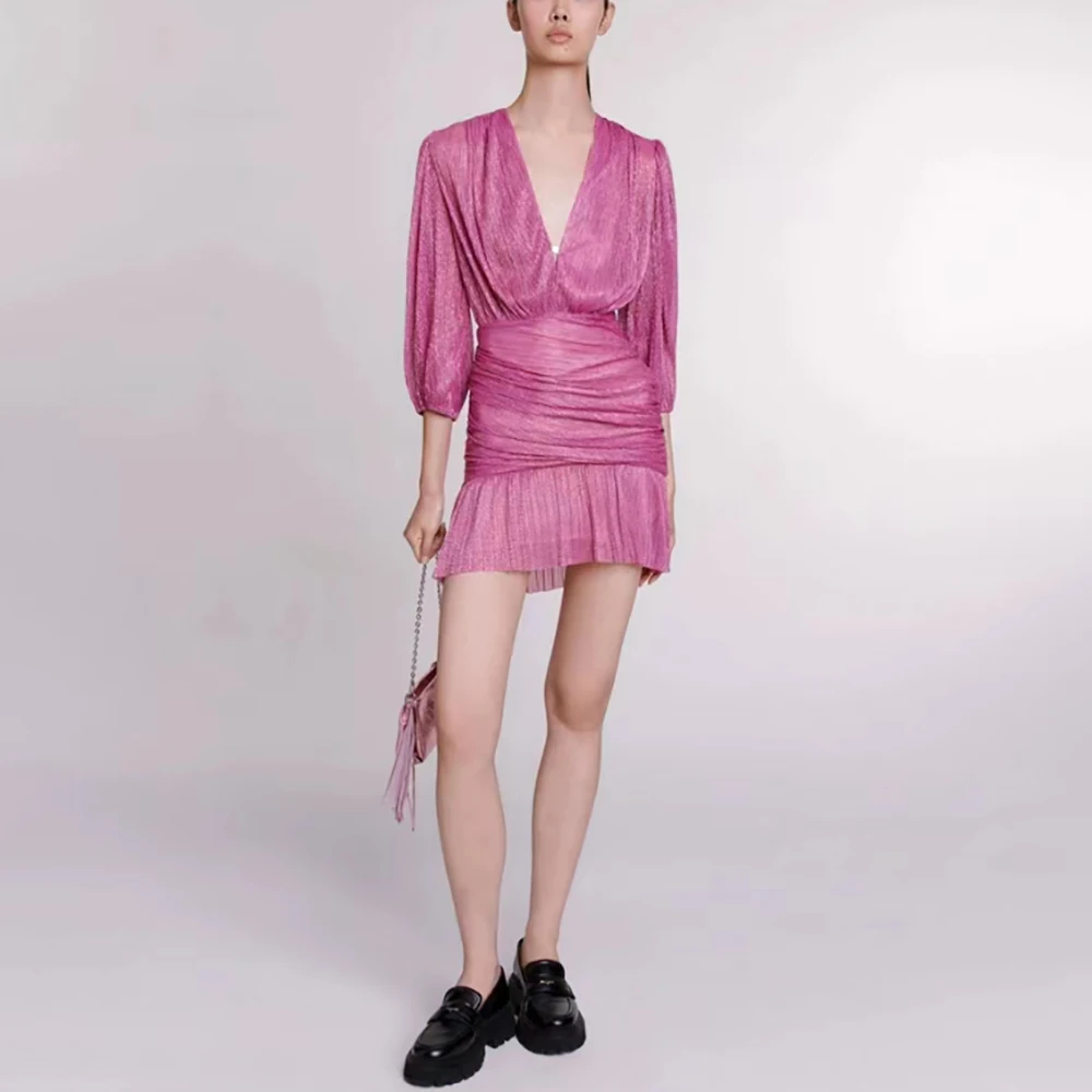 2024 Spring And Summer New Women's Dress Y2k Elegant Gold and Silver Silk Fashion V-Neck Draped Lantern Sleeve Hip Dresses
2024 Spring And Summer New Women's Dress Y2k Elegant Gold and Silver Silk Fashion V-Neck Draped Lantern Sleeve Hip Dresses
