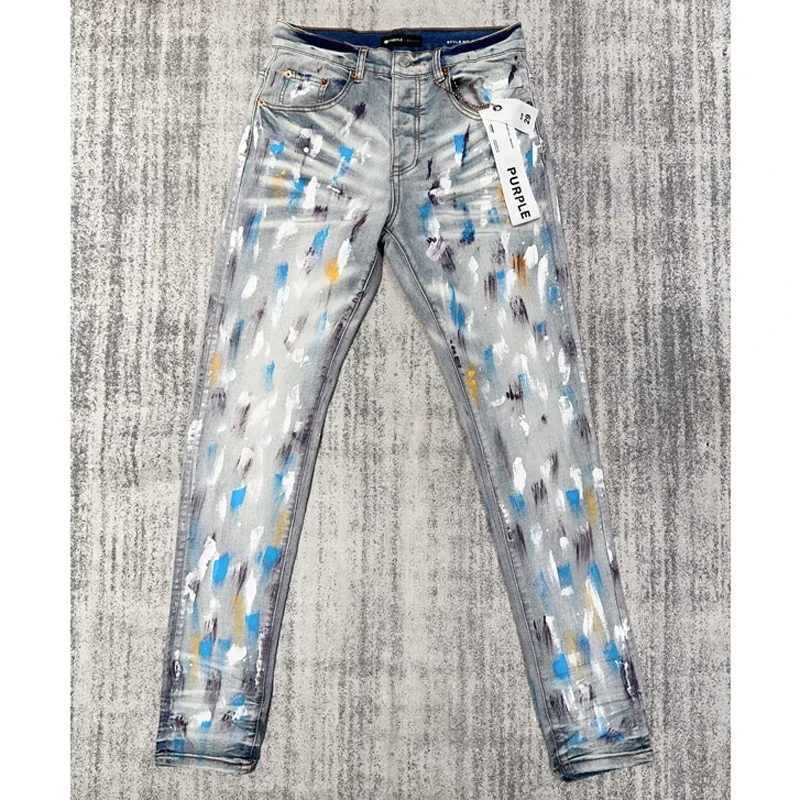 Europe American Fashion Color Graffiti Casual Pants Light Blue Slim Stretch Purple Brand Jeans Personality Paint Denim Trousers
Europe American Fashion Color Graffiti Casual Pants Light Blue Slim Stretch Purple Brand Jeans Personality Paint Denim Trousers