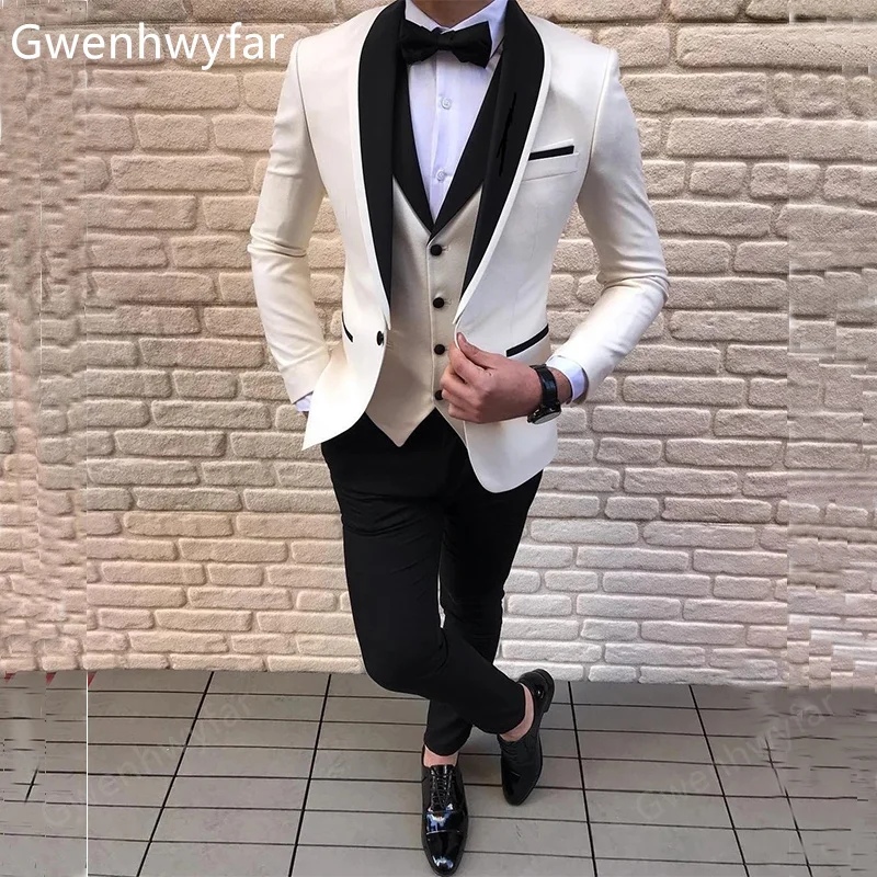 Осень 2022, модные мужские свадебные костюмы Gwenhwyfar из 3 предметов, однобортные смокинги для жениха с отложным воротником, пиджак + брюки + жилет 
Осень 2022, модные мужские свадебные костюмы Gwenhwyfar из 3 предметов, однобортные смокинги для жениха с отложным воротником, пиджак + брюки + жилет