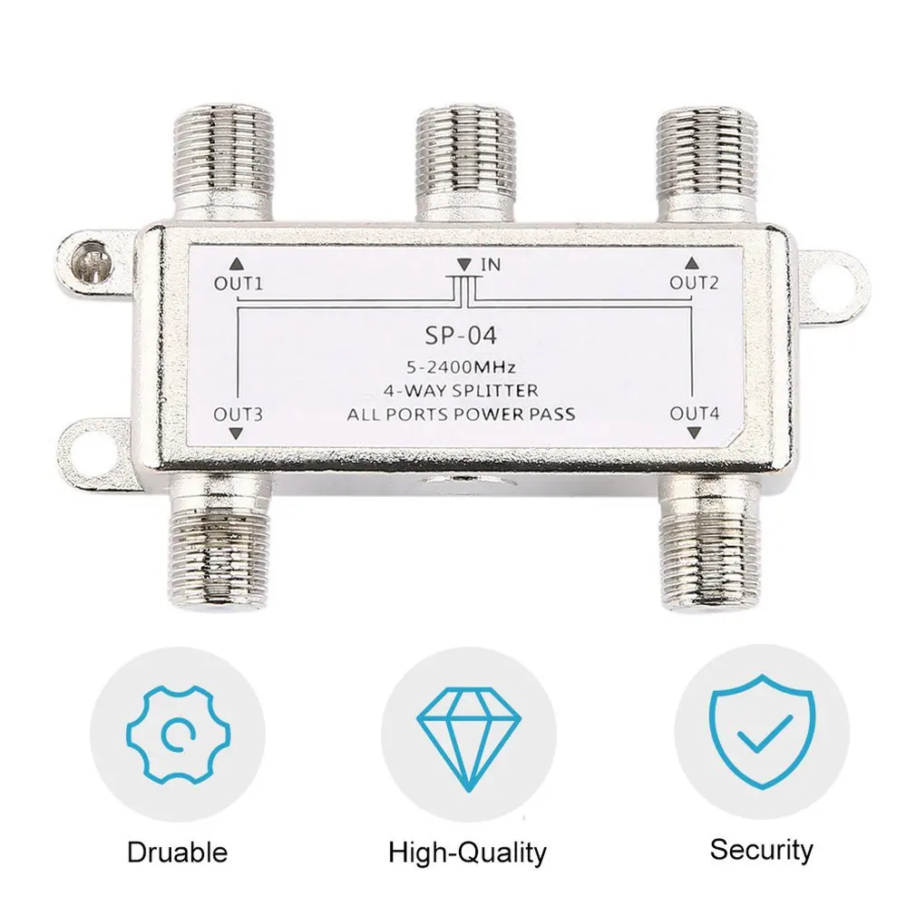 4 Way 4 Channel Satellite/Antenna/Cable TV Splitter Distributor Receiver 5-2400MHz For SATV/CATV X6HB Low Insertion Loss
4 Way 4 Channel Satellite/Antenna/Cable TV Splitter Distributor Receiver 5-2400MHz For SATV/CATV X6HB Low Insertion Loss