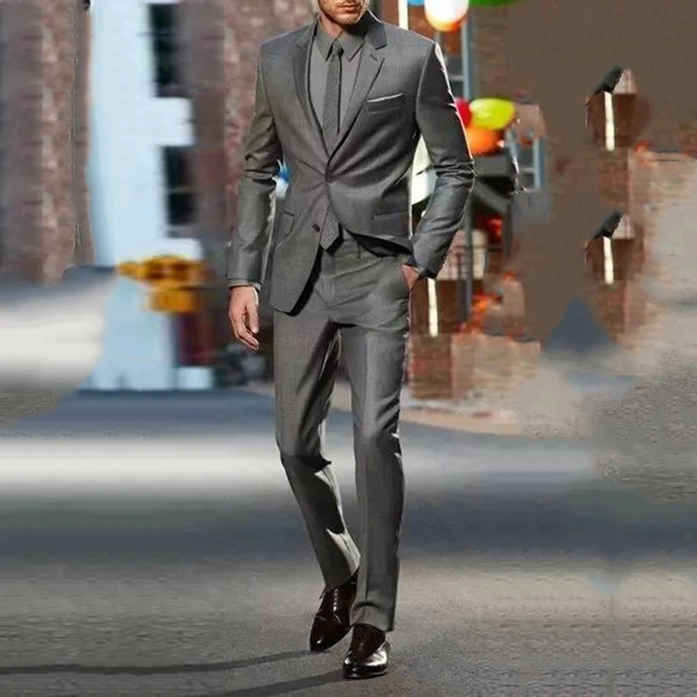 Gray Slim Suit Business Casual Suit For Men Groom Dress Blazers Jacket Trousers Notched Lapel Costume Homme
Gray Slim Suit Business Casual Suit For Men Groom Dress Blazers Jacket Trousers Notched Lapel Costume Homme